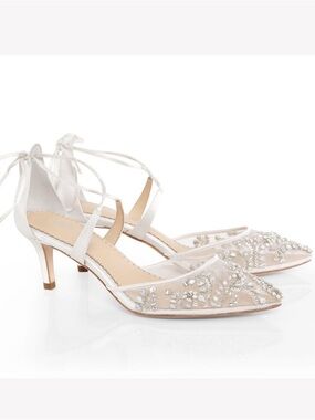 Bella Belle Frances Bridal collection White Lace-Up Pointed Heels